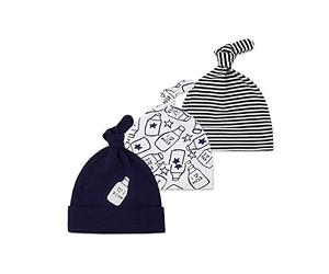 Bonnet bébé - Bonnet Knott Knot Hat nouveau-nés garçons filles couleur unisexe choix 100% coton 0-6 mois, 3 Pack