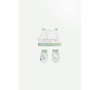 Bonnet bébé et moufles anti-griffures chatmallow ecru 0/1M(50/54)