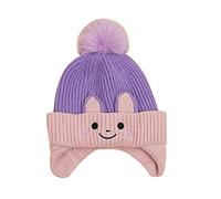 Bonnet Bebe Fille 0-3 Mois - Bébé Chapeau d'hiver Toddler Cartoon Beaniess Chapeaux Fille Garçon Pompon Beaniess pour Enfants Tricot Chaud Earflap Caps (Purple One Size)