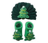 Bonnet Bebe Fille 0-3 Mois Naissance - Adorable Ensemble Bonnet Et Chaussettes pour Bébé Idéal Fêtes De Fin D'Année Nouveau-Nés Et Les Tout-Petits De 0 À 3 Ans (Dark Green2 0-36 Months)