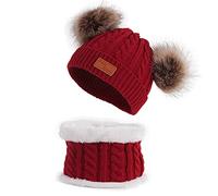 Bonnet Bebe Fille 12-18 Mois - Infant Toddler Winter Hats pour Bébé Fille Garçon Tricoté Chaud Ski Caps Belle Pompon Enfants Bonnet Chapeaux 024 Mois (One Size)