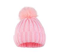 Bonnet Bebe Fille Hiver Naissance Pompon Chaud Tricot en Laine Pas Cher A La Mode Unisex Chapeau Enfant Strass Cachemire Bebe Garcon Fille 0-6 Ans (0-5 Ans, Rose)