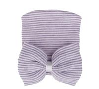 Bonnet Bebe Garcon 3-6 Mois - Chapeau Turban À Nœud Papillon pour Nouveau-Né (Light Purple 0-3 Months)