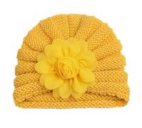 Bonnet Bebe Garcon 9-12 Mois - Bonnet d'hiver en Tricot pour Bébé Uni Doux Et Chaud Idéal par Temps Froid Joli Motif Floral pour Les Bébés De La Naissance À 3 Ans (Yellow 0-36 Months)