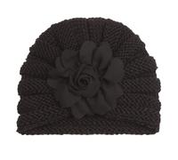 Bonnet Bébé Garçon - Bonnet d'hiver en Tricot pour Bébé Uni Doux Et Chaud Idéal par Temps Froid Joli Motif Floral pour Les Bébés De La Naissance À 3 Ans (Black 0-36 Months)
