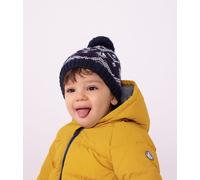 Bonnet bébé jacquard en laine et coton doublé polaire Petit Bateau - bleu - Taille 12/18 mois 12/18M bleu/écru/rouge