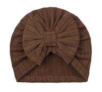 Bonnet Bebe Naissance - Bonnet Bébé en Maille Douce À Rayures Couleur Blé Et Joli Nœud - Couvre-Chef Douillet pour Nourrissons Et Jeunes Enfants (Brown 0-24 Months)