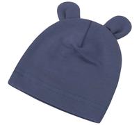 Bonnet bébé ourson bambou uni - 3 bleu