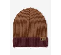 Bonnet bicolore fille en maille côtelée cannelle 4/6A