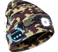 Bonnet Bluetooth Avec Led Lampe, Bonnet Musique Bluetooth V5.0 Avec Écouteurs Sans Fil Usb Rechargeable Bonnet Tricoté D'hiver Chaud Chapeau Lumiere Frontale, Cadeau De Noël Pour Homme Femme