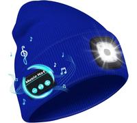 Bonnet Bluetooth Avec Led Lampe, Bonnet Musique Bluetooth V5.0 Avec Écouteurs Sans Fil Usb Rechargeable Bonnet Tricoté D'hiver Chaud Chapeau Lumiere Frontale, Cadeau De Noël Pour Homme Femme