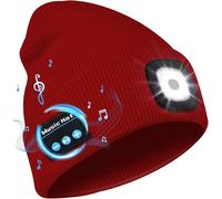 Bonnet Bluetooth Avec Led Lampe, Bonnet Musique Bluetooth V5.0 Avec Écouteurs Sans Fil Usb Rechargeable Bonnet Tricoté D'hiver Chaud Chapeau Lumiere Frontale, Cadeau De Noël Pour Homme Femme
