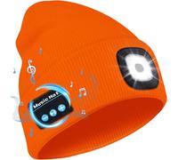 Bonnet Bluetooth Avec Led Lampe, Bonnet Musique Bluetooth V5.0 Avec Écouteurs Sans Fil Usb Rechargeable Bonnet Tricoté D'hiver Chaud Chapeau Lumiere Frontale, Cadeau De Noël Pour Homme Femme