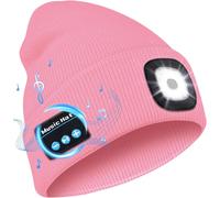 Bonnet Bluetooth Avec Led Lampe, Bonnet Musique Bluetooth V5.0 Avec Écouteurs Sans Fil Usb Rechargeable Bonnet Tricoté D'hiver Chaud Chapeau Lumiere Frontale, Cadeau De Noël Pour Homme Femme