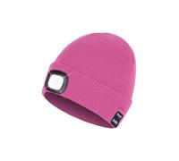 Bonnet Bluetooth avec lumière, lampe frontale avec écouteurs et micro haut-parleur intégré, cadeau pour homme, femme, adolescent, rose rouge, taille unique