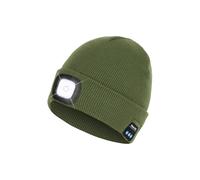 Bonnet Bluetooth avec lumière, lampe frontale avec écouteurs et micro haut-parleur intégré, cadeau pour homme, femme, adolescent, vert militaire, taille unique