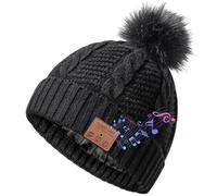 Bonnet Bluetooth Femme, Bonnet musical rechargeable doublé polaire avec haut-parleurs et micro,Petits cadeaux à glisser dans les chaussettes de Noël,Petit cadeau amusant pour les filles et les femmes