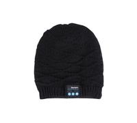 Bonnet Bluetooth Tricoté Chaud Micro Ecouteurs Filles Garçons Motifs Vagues Noir