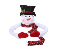 Bonnet bonhomme de neige, décoration d'arbre bonhomme de neige - Hugger bonhomme de neige avec chapeau haut et écharpe - Chapeau de surmatelas de sapin de Noël, bras mobiles, décorations de Noël