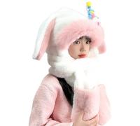 Bonnet bougent avec oreilles de lapin | Chapeau d'hiver écharpe capuche | Joli cache-cou et gants pour la protection des oreilles par temps froid, blanc, Refer to description