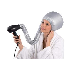 Bonnet Casque de séchage pour sèche-cheveux avec élastique pour fixation au téléphone, gris