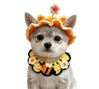 Bonnet Chat au Crochet Accessoire de Fête au Crochet pour Animaux avec | Bonnet en tricot pour chat pour Petits et Moyens Animaux en Promenade, Extérieur, Maison, , Fête, Anniversaire