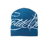 Bonnet Chaud en Laine tricotée Jacquard à Lettres for Hommes et Femmes, idéal for l'automne et l'hiver, Style décontracté et Tendance.(Blue)