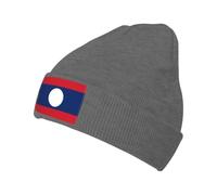 Bonnet Chaud Tricoté À Imprimé Laos Drapeau sans Bords Repliable Décontracté Pliable Ski Running Beanie Élastique Doux Confortable Taille Unique Unisexe Sport Extérieur Anti Vent Froid