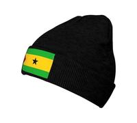 Bonnet Chaud Tricoté À Imprimé Sao Tomé-Et-Principe Drapeau Sans Bords Repliable Décontracté Pliable Ski Running Beanie Élastique Doux Confortable Taille Unique Unisexe Sport Extérieur Anti Vent Froid