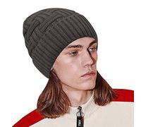 Bonnet chaud tricoté épais pour femme en laine pour homme, gris, Taille unique
