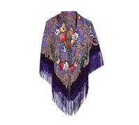 Bonnet Cheveux Femme Muslim - Femmes Dame Musulmane Folk Impression Personnalisée Gland Carré Écharpe Wrap Châle Écharpe (Purple One Size)