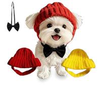 Bonnet Chien Rouge à Oreillettes, Chapeau d'hiver Chaud, Cache-Cou Tissé avec Trous pour Oreilles, Accessoire Festif Cadeau pour Chien(A)