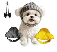Bonnet Chien Rouge à Oreillettes, Chapeau d'hiver Chaud, Cache-Cou Tissé avec Trous pour Oreilles, Accessoire Festif Cadeau pour Chien(F)