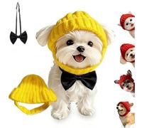 Bonnet Chien Rouge à Oreillettes, Chapeau d'hiver Chaud, Cache-Cou Tissé avec Trous pour Oreilles, Accessoire Festif Cadeau pour Chien(Yellow)