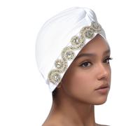 Bonnet Chimio Femme - Chapeau pour Femme Musulmane À Volants Turban De Chimiothérapie Contre Le Cancer Écharpe Châle (White One Size)