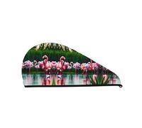 Bonnet coloré et fabuleux flamants roses SamLng corail velours sec - Parfait pour la maison, les voyages, les fêtes à la piscine, la plage, les bains, et plus encore