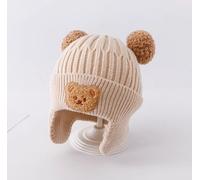 Bonnet Coréen Avec Oreillettes Pour Enfants,Bonnet Bébé,Bonnet Chaud,Bonnet De Protection Des Oreilles,Ours Mignon,Pompon,Garçons,Filles,Automne,Hiver - Type A