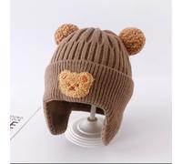 Bonnet Coréen Avec Oreillettes Pour Enfants,Bonnet Bébé,Bonnet Chaud,Bonnet De Protection Des Oreilles,Ours Mignon,Pompon,Garçons,Filles,Automne,Hiver - Type C