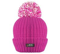 Bonnet côtelé à Pompons d'hiver pour Femme avec Isolation Thermique avancée R40-Taille Unique-Cerise