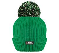 Bonnet côtelé à Pompons d'hiver pour Femme avec Isolation Thermique avancée R40-Taille Unique-Emeraude