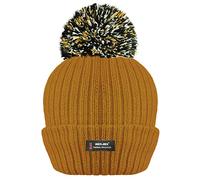 Bonnet côtelé à Pompons d'hiver pour Femme avec Isolation Thermique avancée R40-Taille Unique-Moutarde