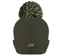 Bonnet côtelé à Pompons d'hiver pour Femme avec Isolation Thermique avancée R40-Taille Unique-Olive