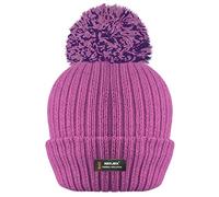 Bonnet côtelé à Pompons d'hiver pour Femme avec Isolation Thermique avancée R40-Taille Unique-Rose Sombre
