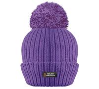 Bonnet côtelé à Pompons d'hiver pour Femme avec Isolation Thermique avancée R40-Taille Unique-Violet Fonce