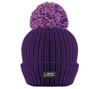 Bonnet côtelé à Pompons d'hiver pour Femme avec Isolation Thermique avancée R40-Taille Unique-Violet Fonce