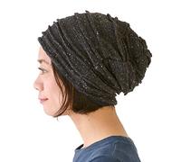 Bonnet Coton Chapeau Homme Ete - Turban Chimio Femme Été Hiver en Tricot Plissé Surdimensionné Biologique Doux Noir