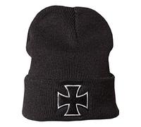 Bonnet: Croix de Fer - Biker -Heavy Metal/Bonnet de Laine/Bonnet d'hiver/Beanie/Bonnet/Casquette/Bonnet de Ski/Unisex/Bonnet brodée/Motocycliste/Moto/Metal (Noir)