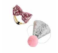Bonnet d'anniversaire pour Chat et Chien avec Noeud, Couvre-Chef (Pink)