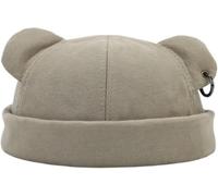 Bonnet d'automne et d'hiver pour femme et homme - Casquette docker avec oreilles d'ours avec anneau en fer - Unisexe Hip Hop Street Fashion - Casquette de crâne sans bord chaud et épais - Chapeau de
