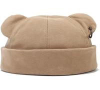 Bonnet d'automne et d'hiver pour femme et homme - Casquette docker avec oreilles d'ours avec anneau en fer - Unisexe Hip Hop Street Fashion - Casquette de crâne sans bord chaud et épais - Chapeau de